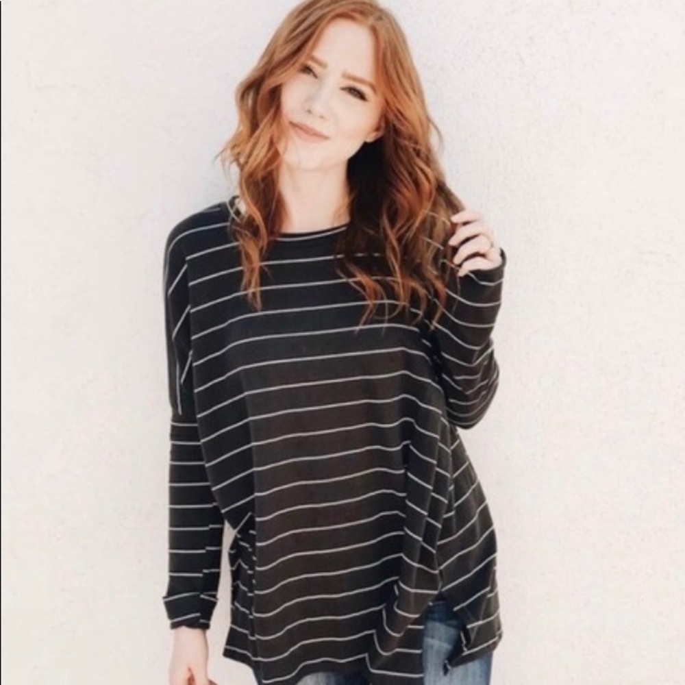 Striped charcoal tunic